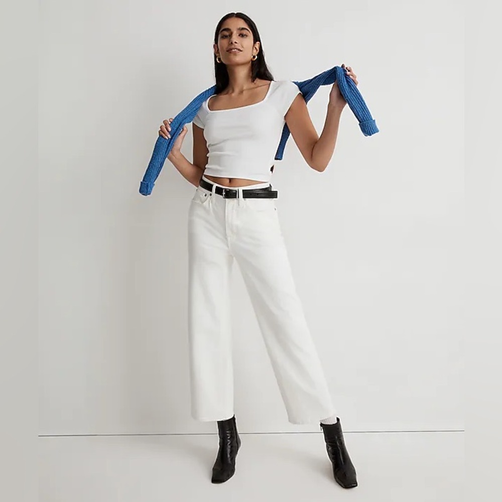 Madewell The Perfect Vintage Wide-Leg Crop Jean - tile white